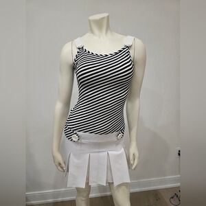 Drop waist Striped tennis dress with pleated skirt S